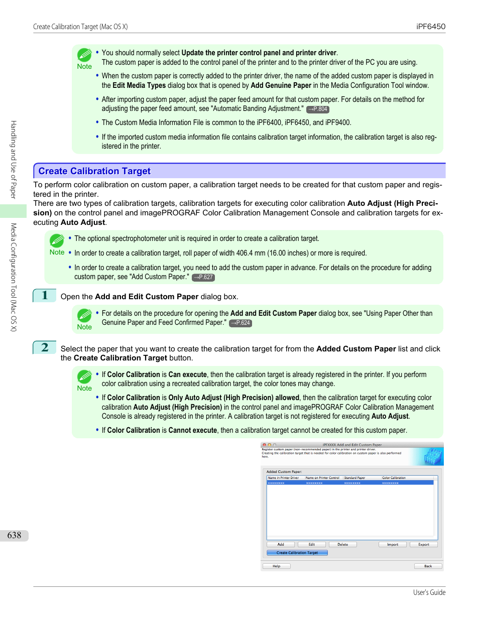 Create calibration target, See "create calibration target, P.638 | Canon imagePROGRAF iPF6450 User Manual | Page 638 / 1066