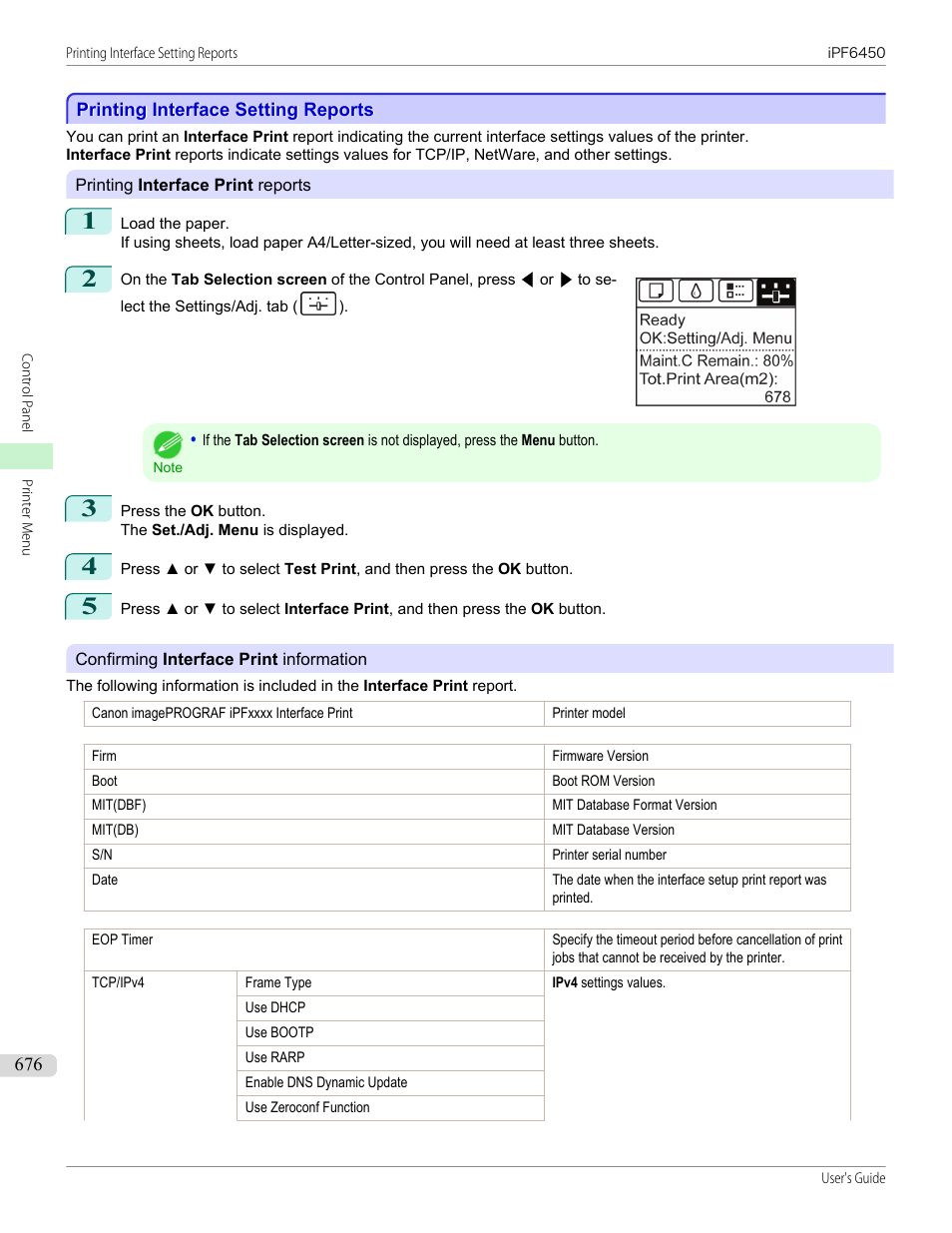 Printing interface setting reports | Canon imagePROGRAF iPF6450 User Manual | Page 676 / 1066