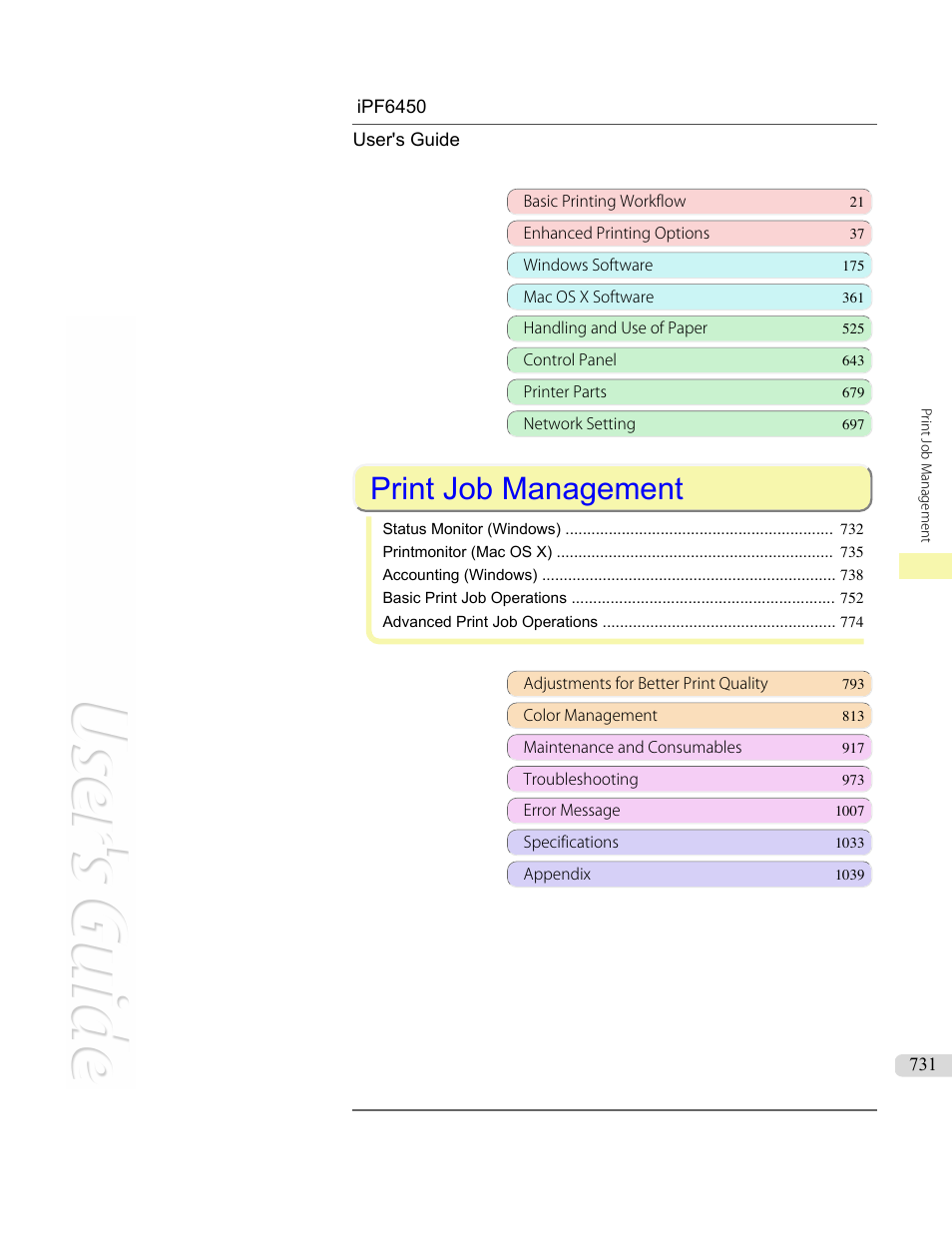 Print job management | Canon imagePROGRAF iPF6450 User Manual | Page 731 / 1066