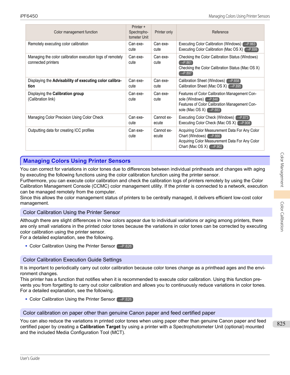 Managing colors using printer sensors, P.825 | Canon imagePROGRAF iPF6450 User Manual | Page 825 / 1066