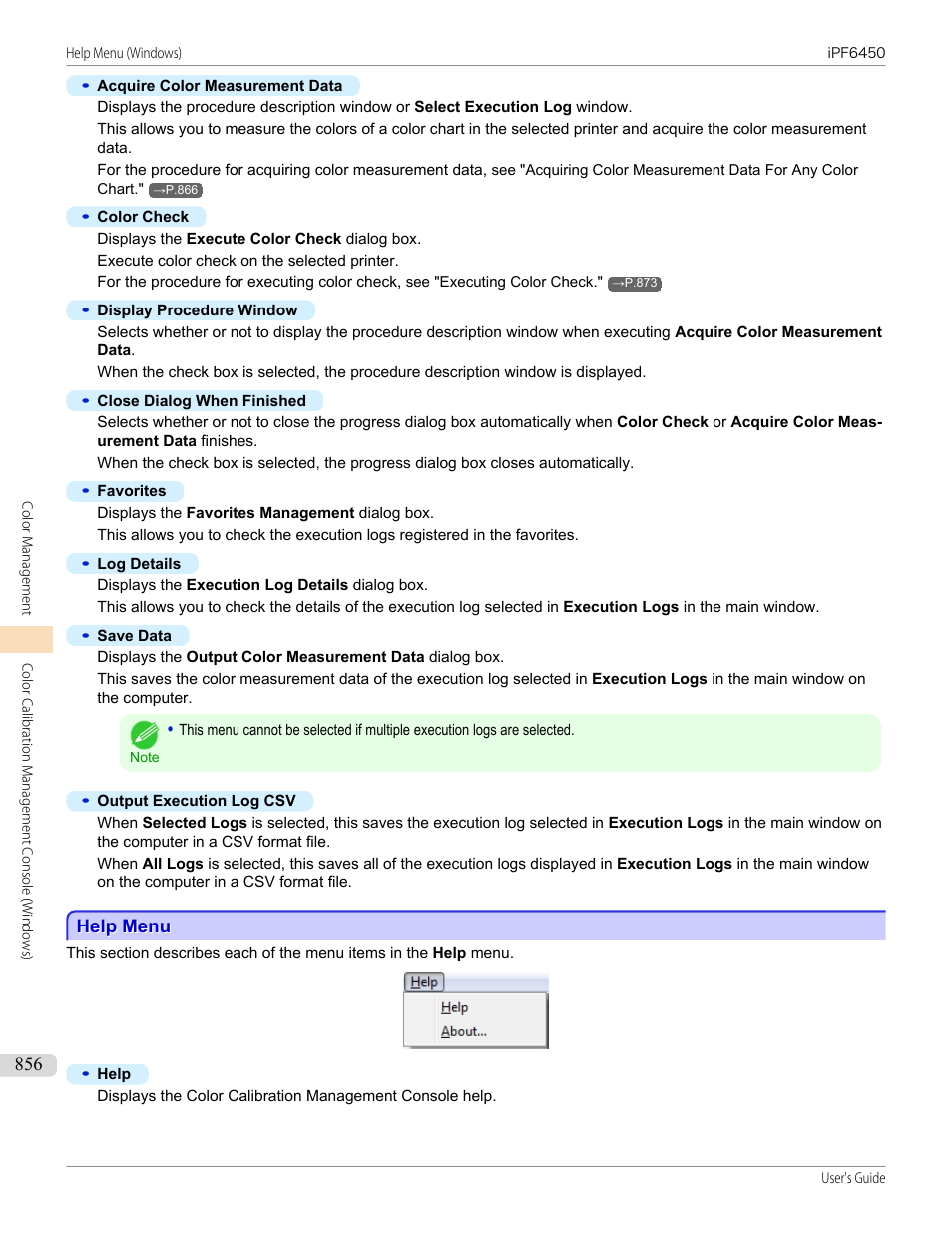 Help menu, P.856 | Canon imagePROGRAF iPF6450 User Manual | Page 856 / 1066