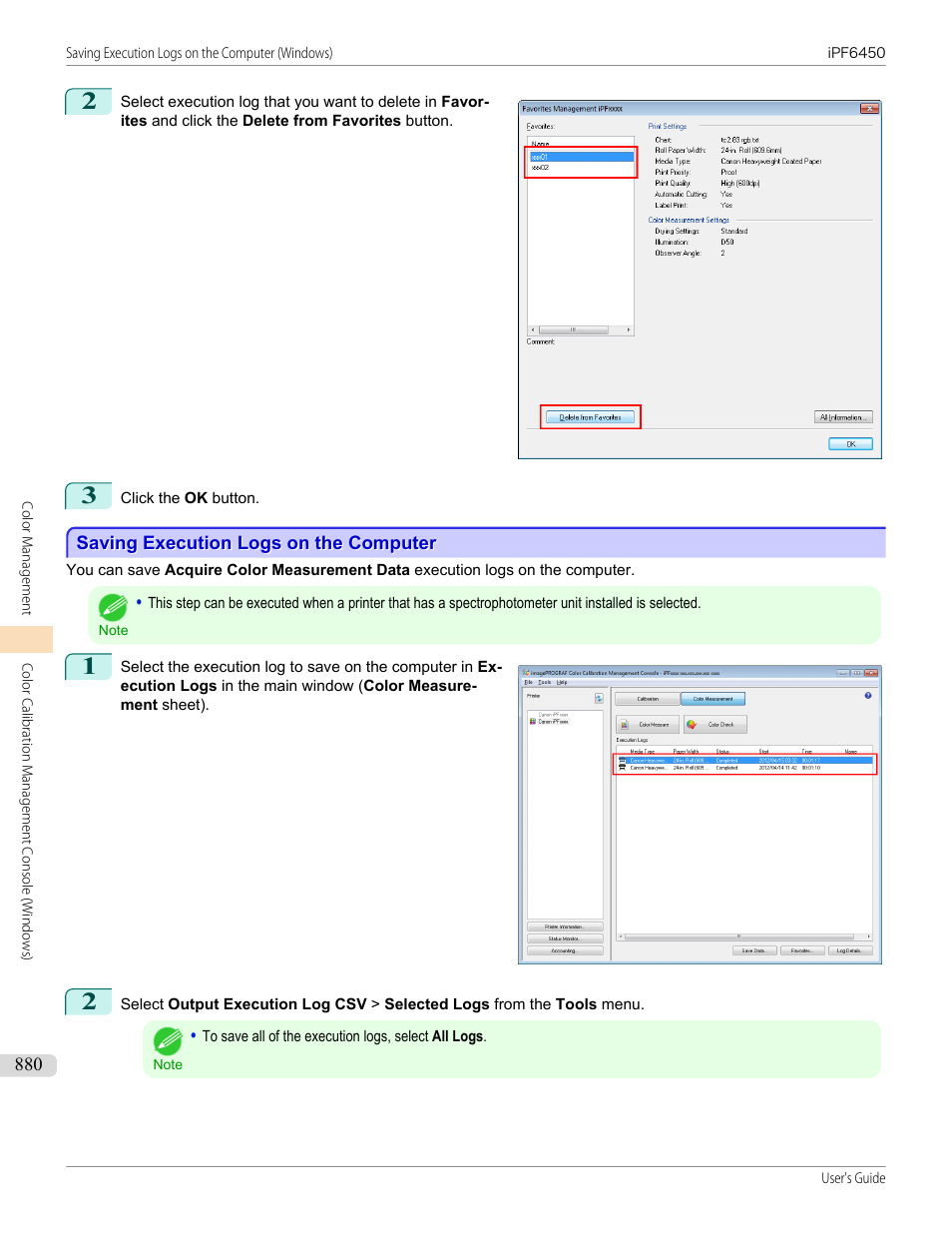 Saving execution logs on the computer | Canon imagePROGRAF iPF6450 User Manual | Page 880 / 1066
