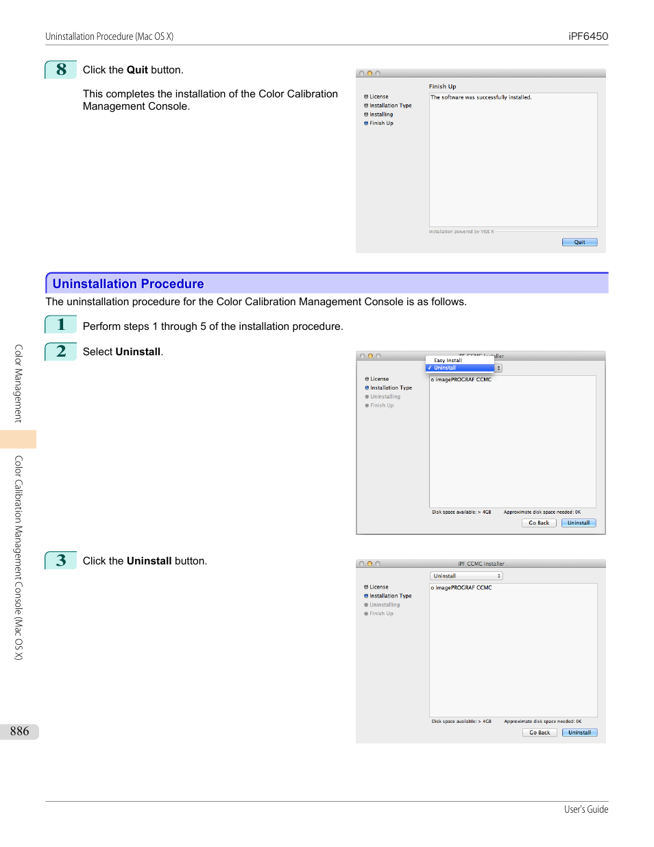 Uninstallation procedure | Canon imagePROGRAF iPF6450 User Manual | Page 886 / 1066