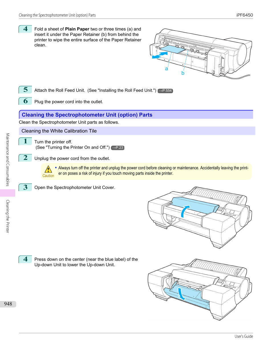 Cleaning the spectrophotometer unit (option) parts | Canon imagePROGRAF iPF6450 User Manual | Page 948 / 1066