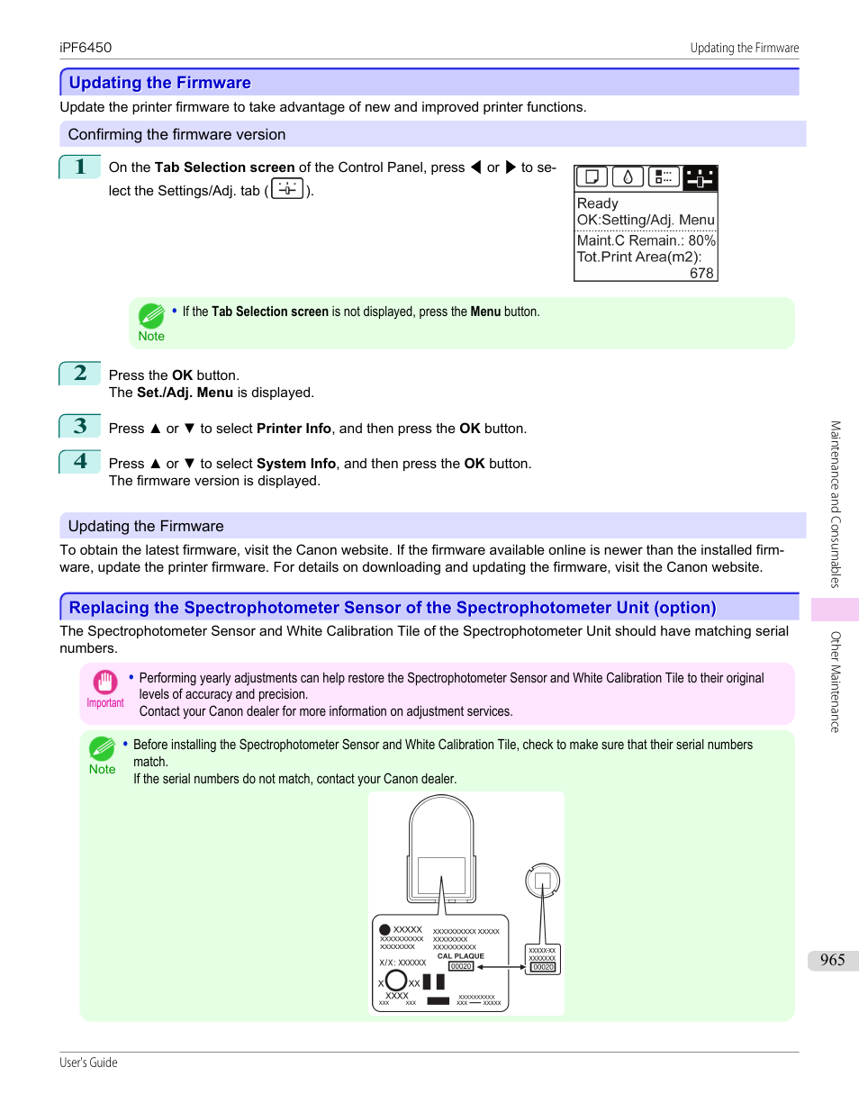Updating the firmware | Canon imagePROGRAF iPF6450 User Manual | Page 965 / 1066