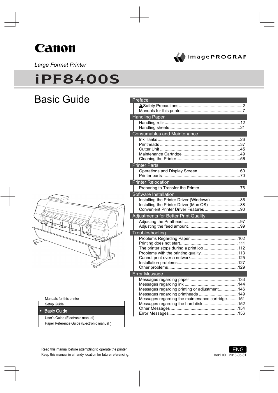 Canon imagePROGRAF iPF8400S User Manual | 160 pages