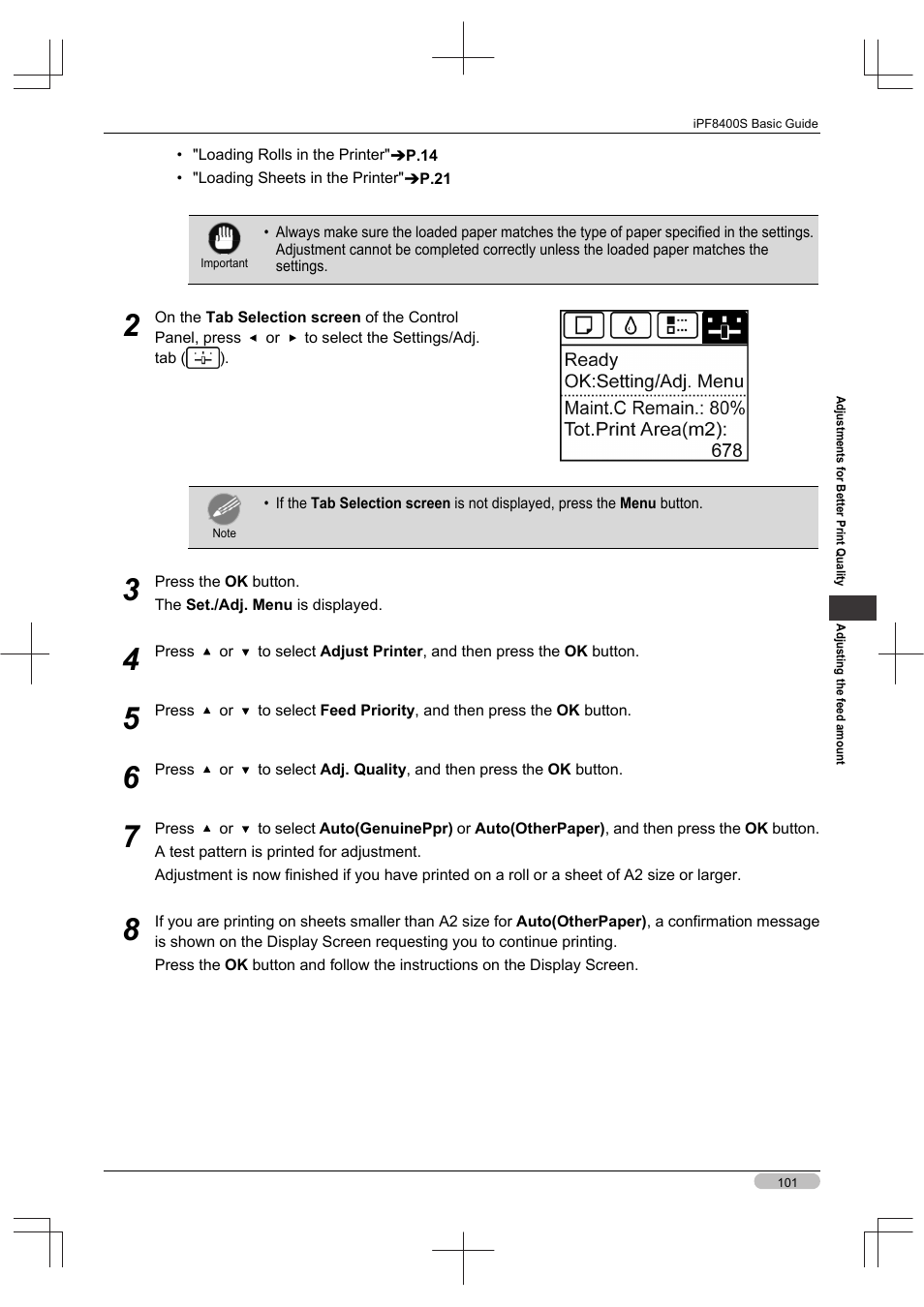 Canon imagePROGRAF iPF8400S User Manual | Page 101 / 160