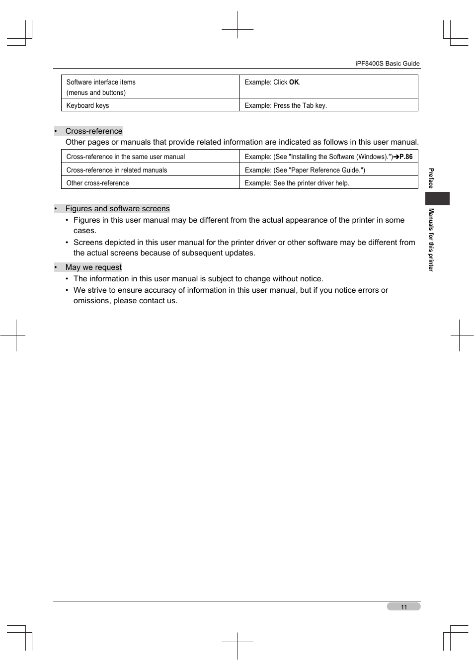 Canon imagePROGRAF iPF8400S User Manual | Page 11 / 160