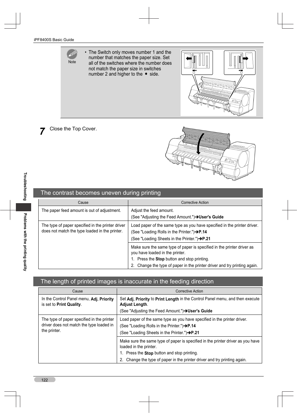 The contrast becomes uneven during printing | Canon imagePROGRAF iPF8400S User Manual | Page 122 / 160
