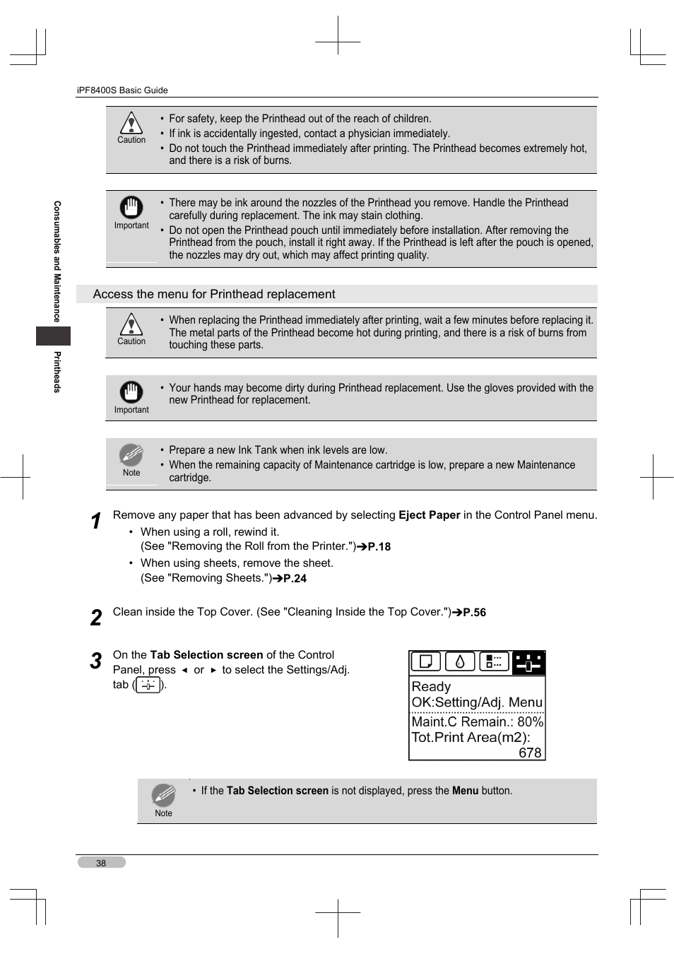 Canon imagePROGRAF iPF8400S User Manual | Page 38 / 160