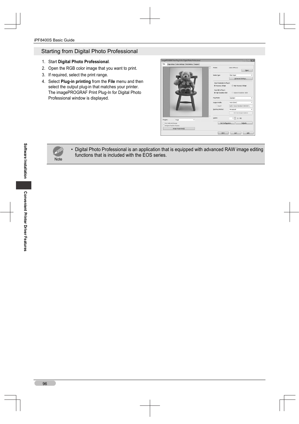 Starting from digital photo professional | Canon imagePROGRAF iPF8400S User Manual | Page 96 / 160