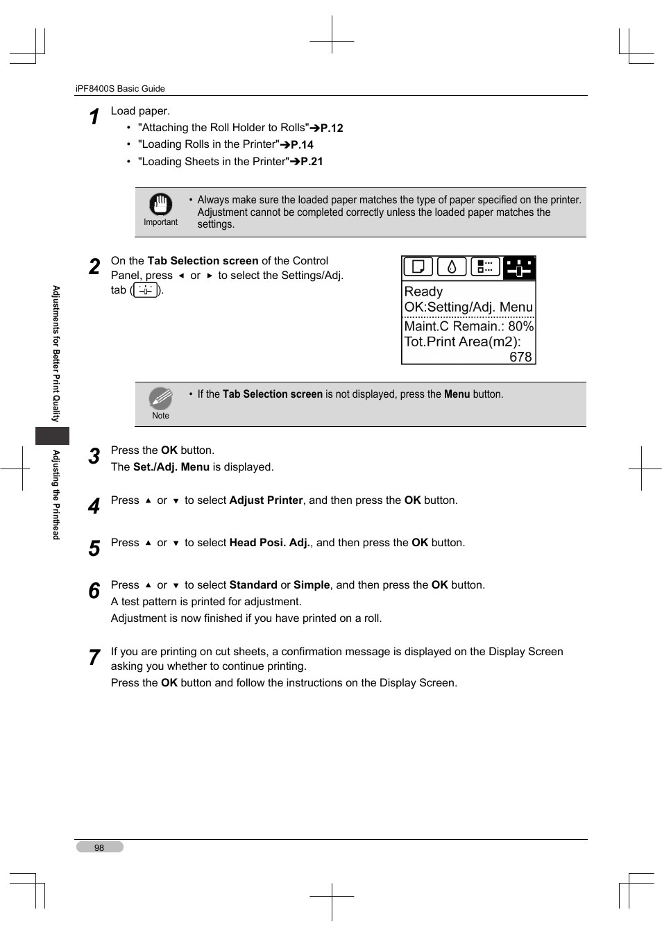 Canon imagePROGRAF iPF8400S User Manual | Page 98 / 160