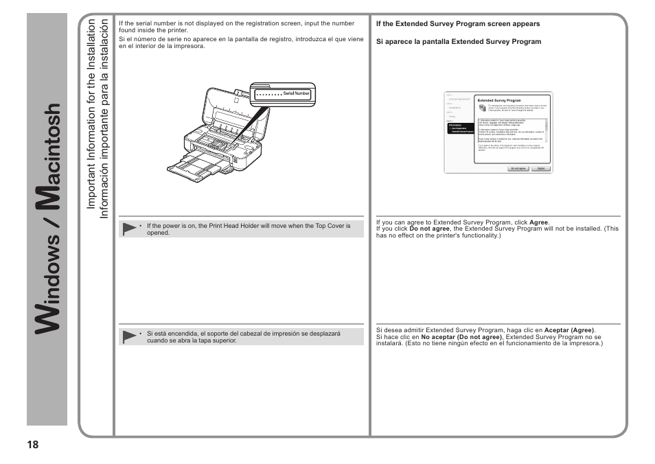 Información importante para la instalación, Important information for the installation | Canon PIXMA iX6520 User Manual | Page 20 / 28