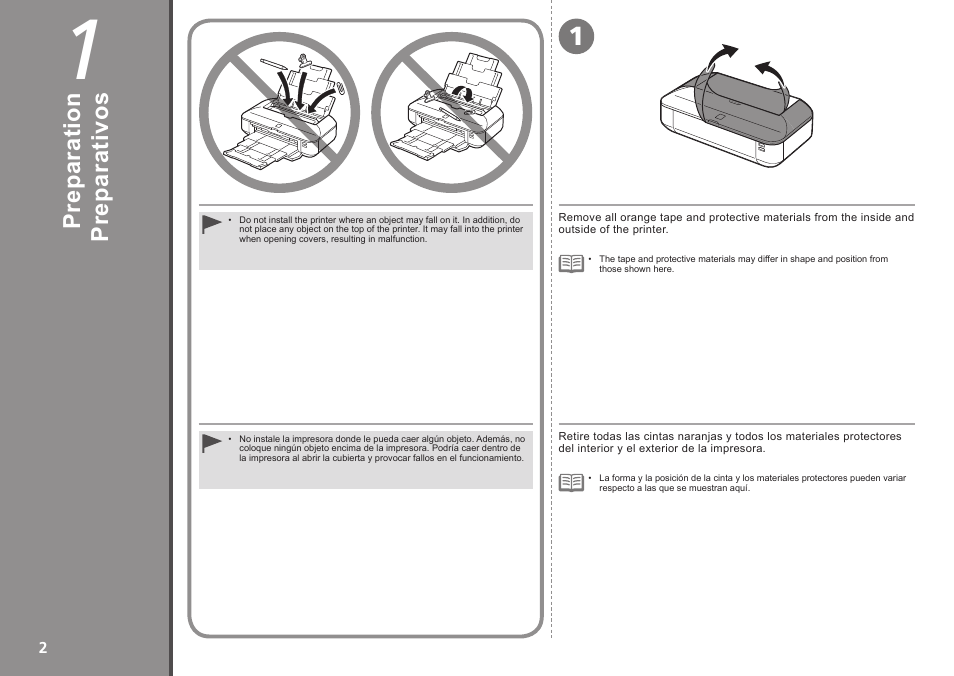 Pr ep ar at iv os, Pr ep ar at io n | Canon PIXMA iX6520 User Manual | Page 4 / 28