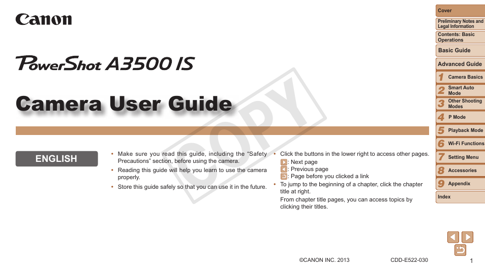 Canon PowerShot A3500 IS User Manual | 142 pages