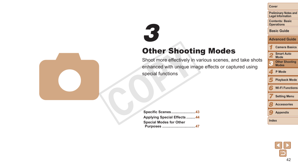 Other shooting modes, Cop y | Canon PowerShot A3500 IS User Manual | Page 42 / 142