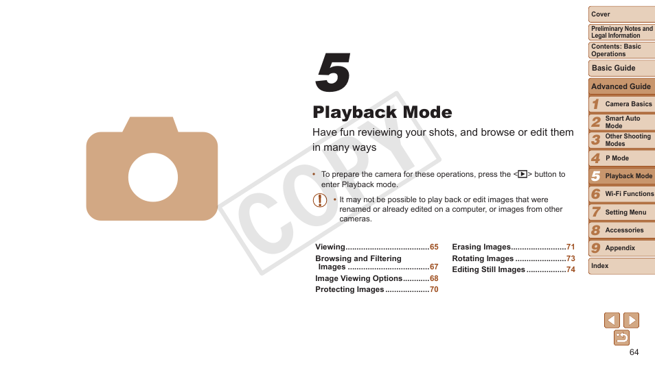 Playback mode, Cop y | Canon PowerShot A3500 IS User Manual | Page 64 / 142