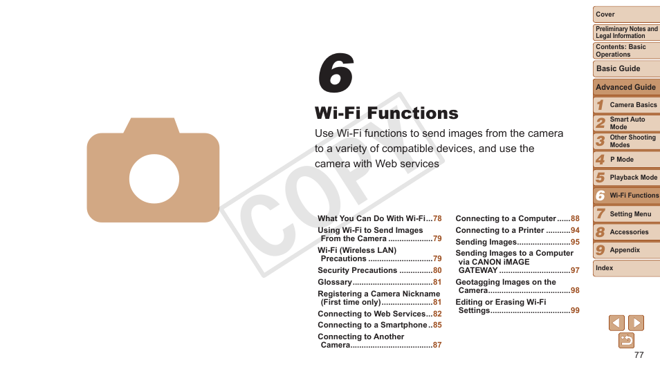Wi-fi functions, Cop y | Canon PowerShot A3500 IS User Manual | Page 77 / 142