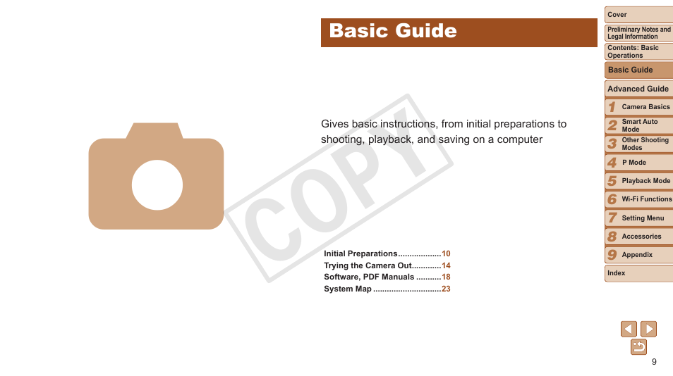 Basic guide, Cop y | Canon PowerShot A3500 IS User Manual | Page 9 / 142