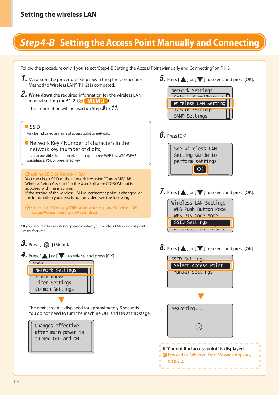 Setting the wireless lan | Canon imageCLASS MF5950dw User Manual | Page 8 / 20