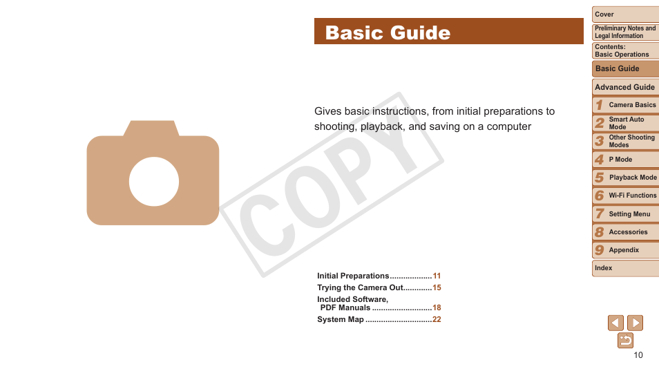 Basic guide, Cop y | Canon PowerShot ELPH 130 IS User Manual | Page 10 / 147