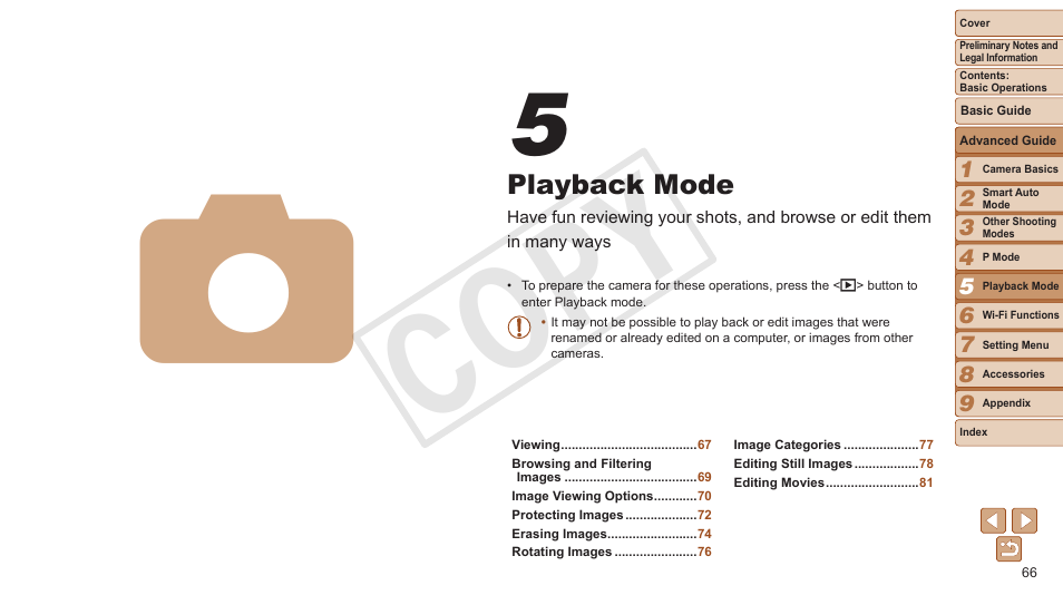 Playback mode, Cop y | Canon PowerShot ELPH 130 IS User Manual | Page 66 / 147