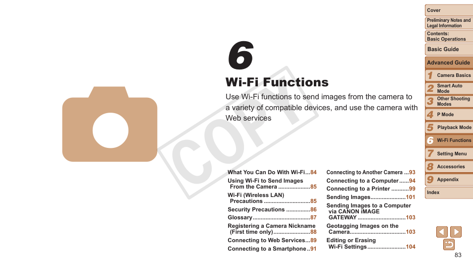 Wi-fi functions, Cop y | Canon PowerShot ELPH 130 IS User Manual | Page 83 / 147