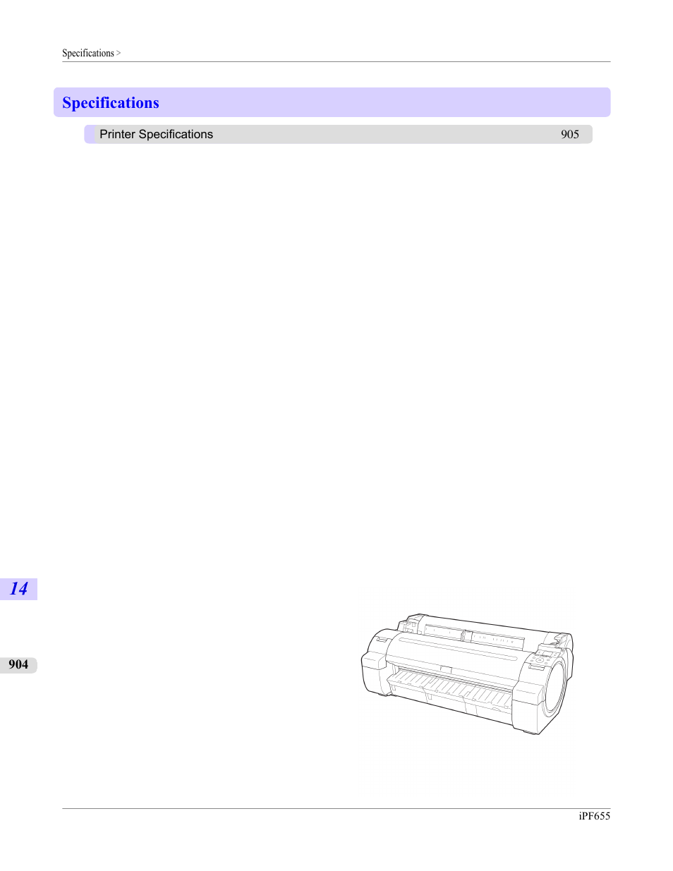 Specifications | Canon imagePROGRAF iPF655 User Manual | Page 920 / 948