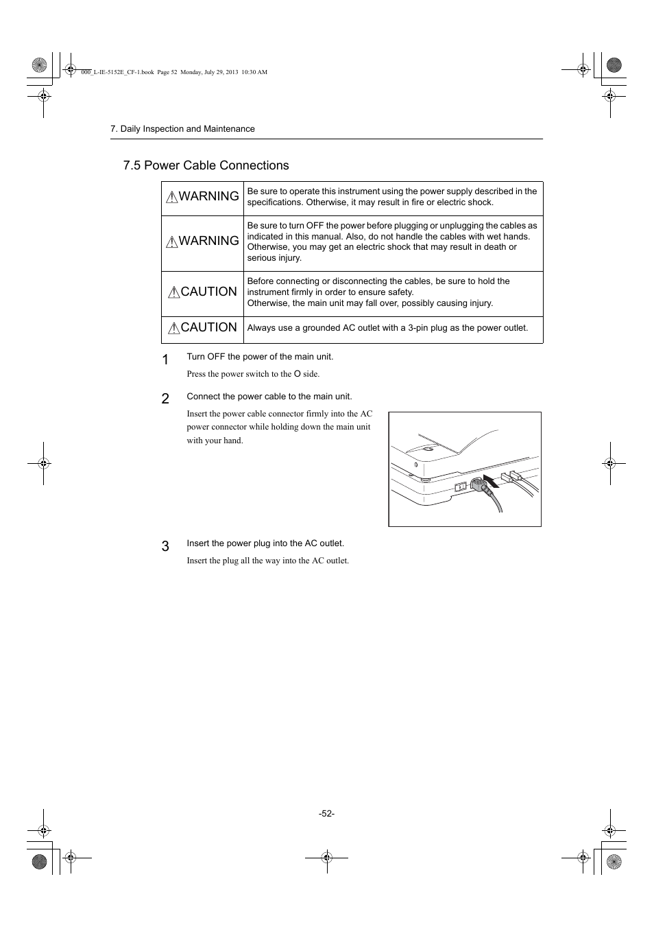 5 power cable connections | Canon CF-1 User Manual | Page 52 / 64
