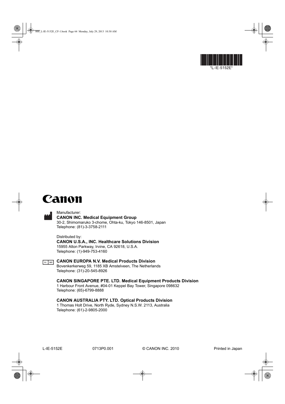 Canon CF-1 User Manual | Page 64 / 64