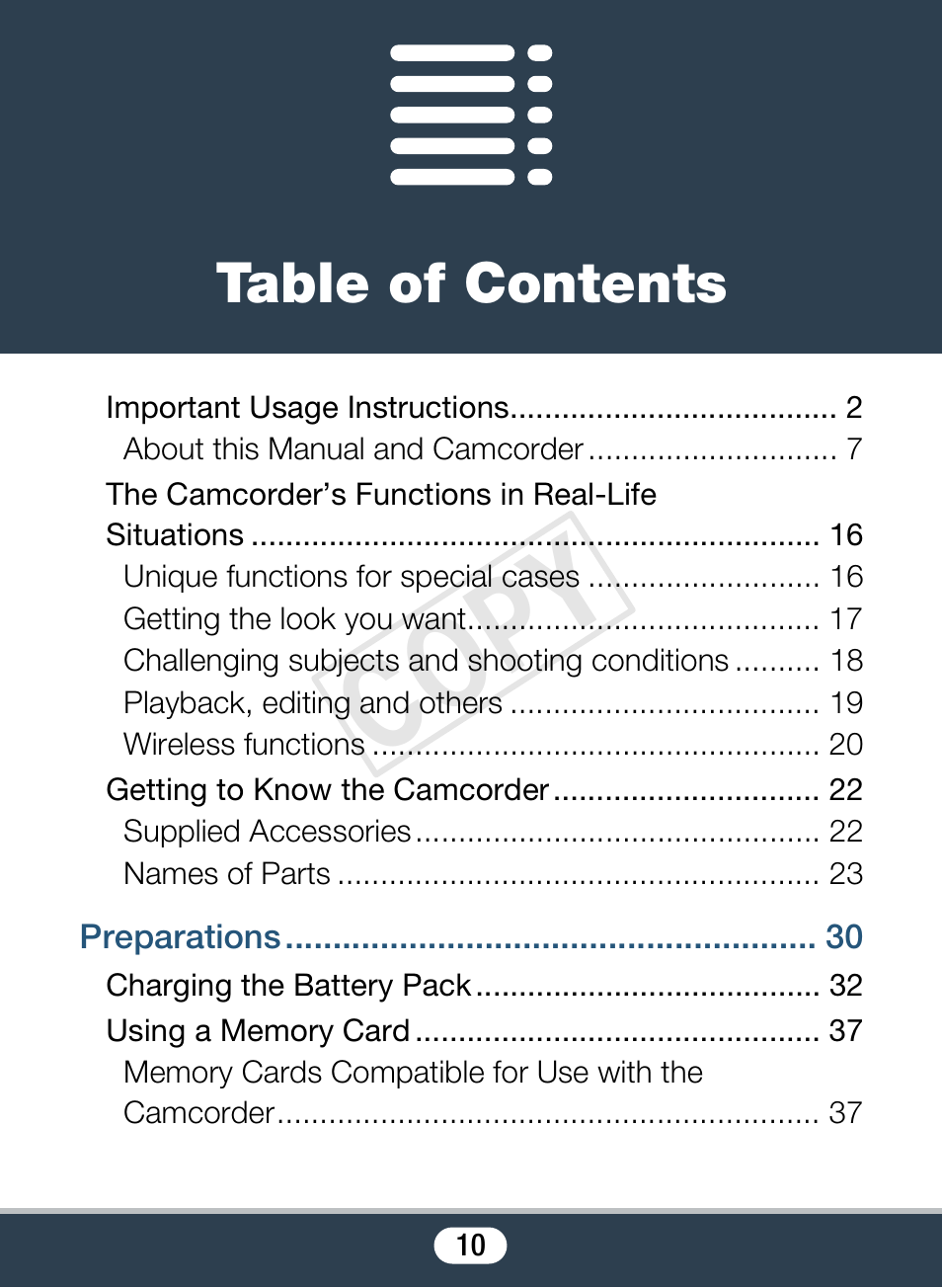 Canon VIXIA mini X User Manual | Page 10 / 310
