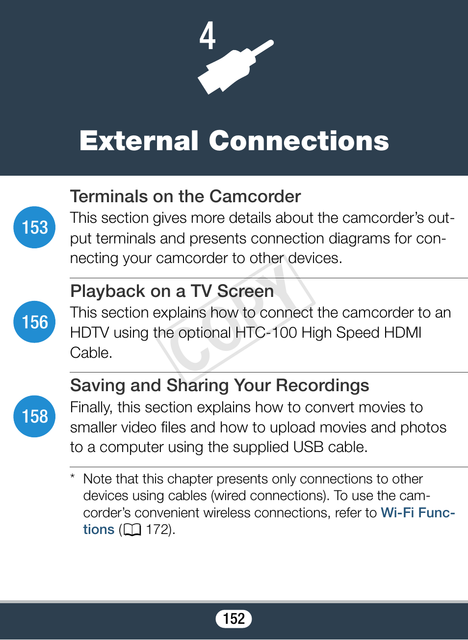 External connections, Cop y | Canon VIXIA mini X User Manual | Page 152 / 310