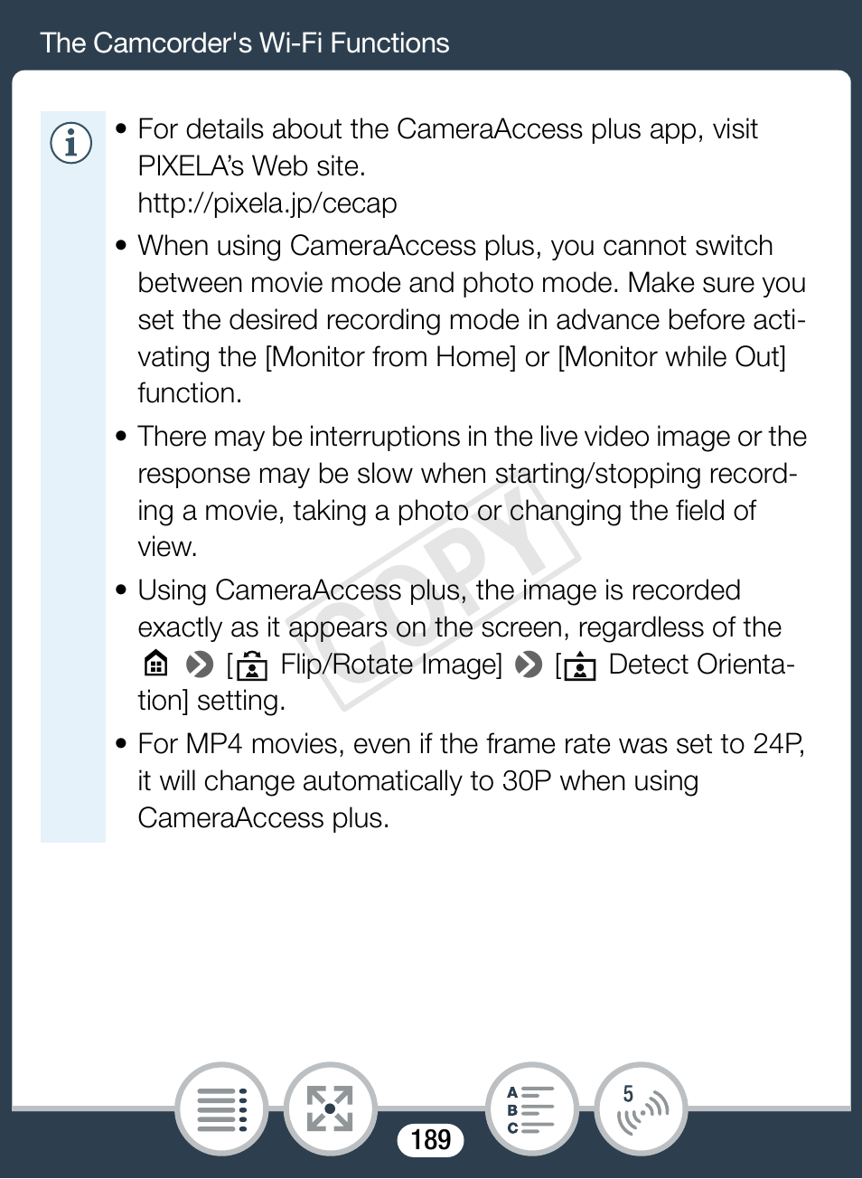 Cop y | Canon VIXIA mini X User Manual | Page 189 / 310