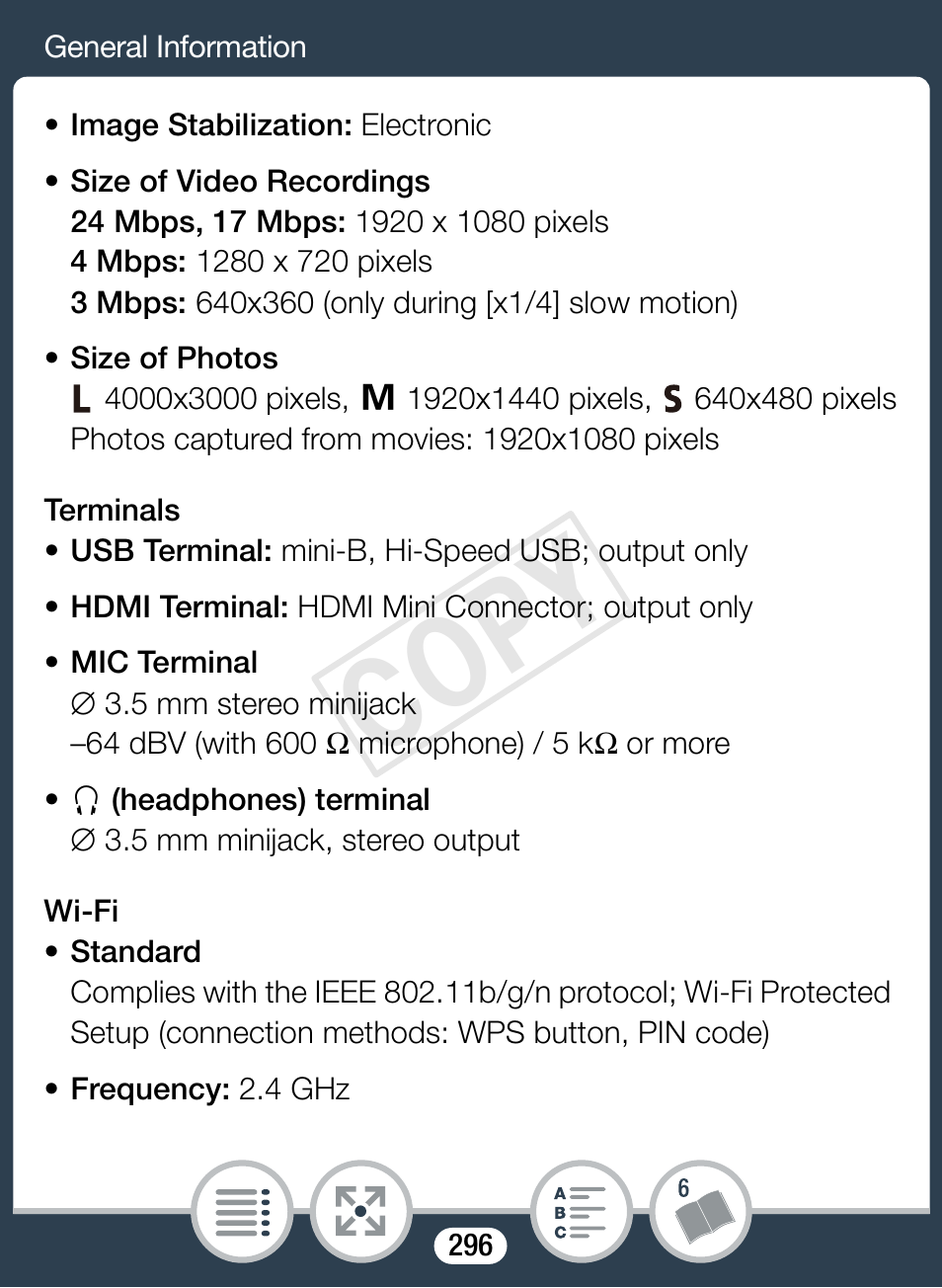 Cop y | Canon VIXIA mini X User Manual | Page 296 / 310