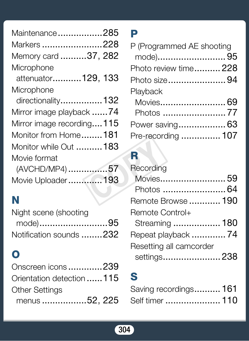 C op y | Canon VIXIA mini X User Manual | Page 304 / 310