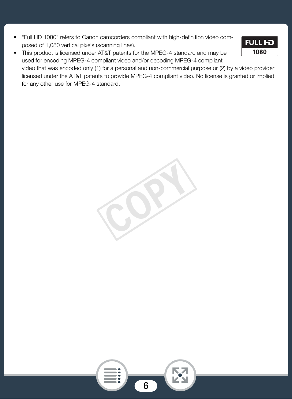 Cop y | Canon VIXIA mini X User Manual | Page 6 / 310