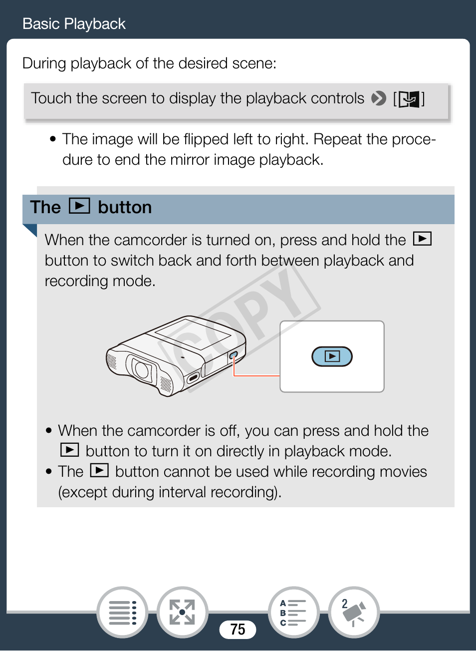 Cop y | Canon VIXIA mini X User Manual | Page 75 / 310