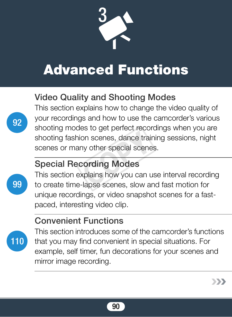 Advanced functions, C op y | Canon VIXIA mini X User Manual | Page 90 / 310