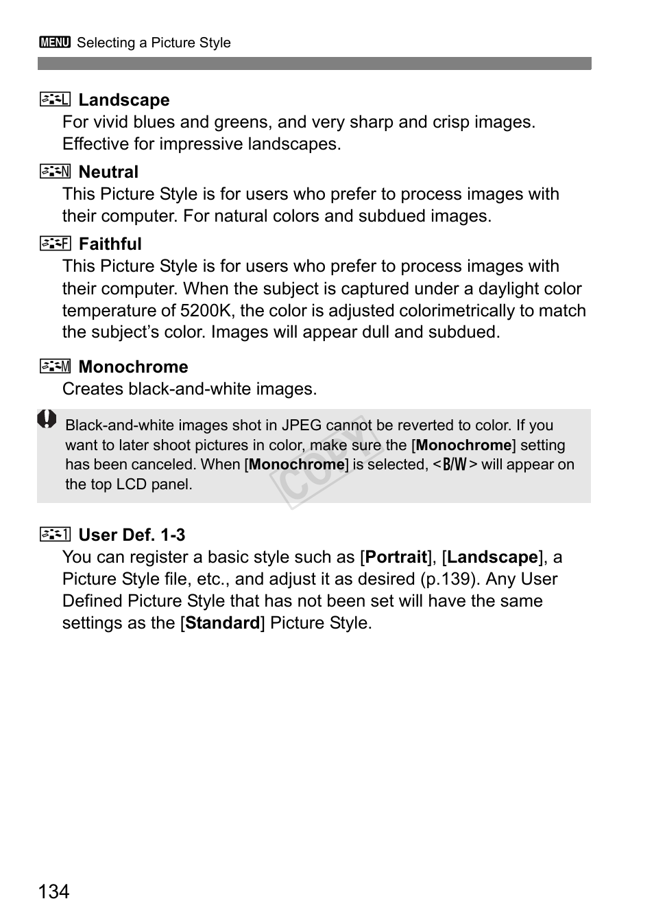 Cop y | Canon EOS-1D C User Manual | Page 134 / 420
