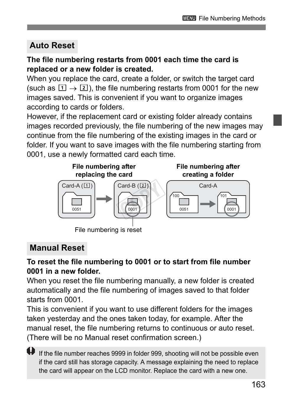 Cop y, Auto reset manual reset | Canon EOS-1D C User Manual | Page 163 / 420