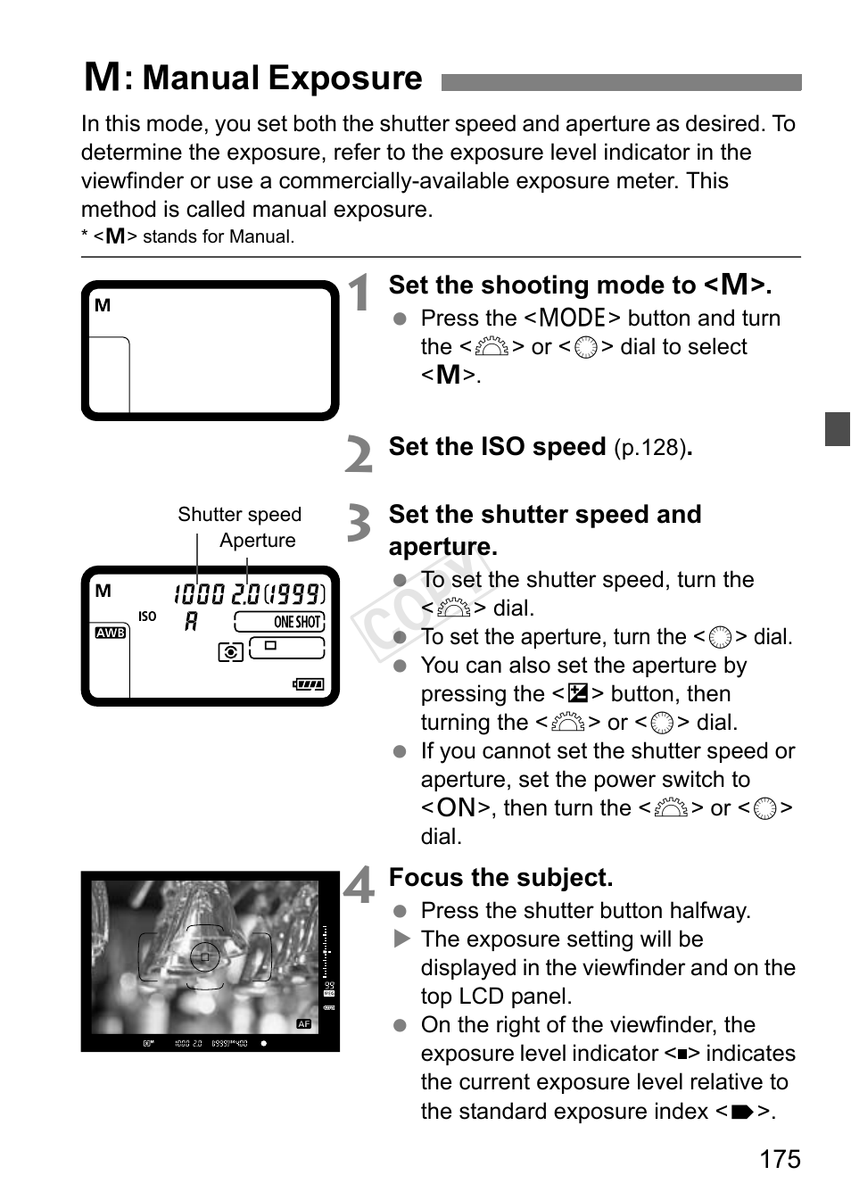 A: manual exposure, Cop y, A : manual exposure | Canon EOS-1D C User Manual | Page 175 / 420
