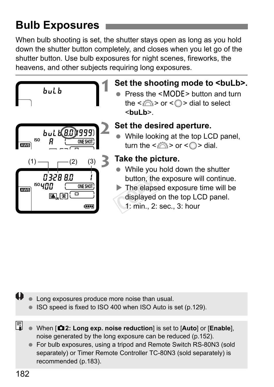 Bulb exposures, Cop y | Canon EOS-1D C User Manual | Page 182 / 420