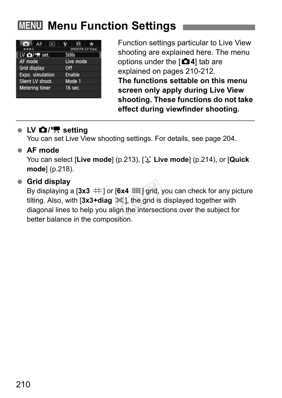 Menu function settings, Cop y, 3menu function settings | Canon EOS-1D C User Manual | Page 210 / 420