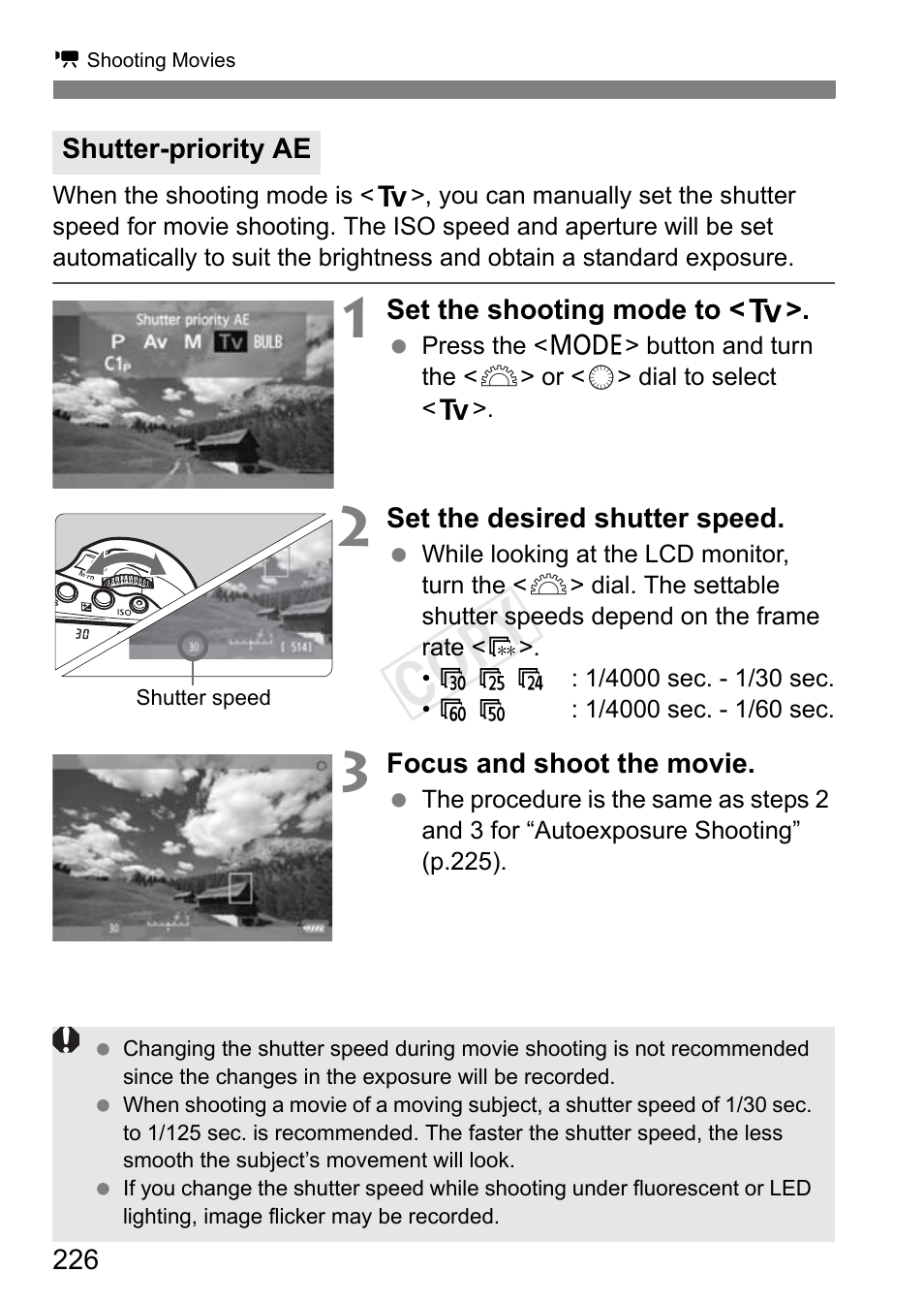 Shutter-priority ae, Cop y | Canon EOS-1D C User Manual | Page 226 / 420