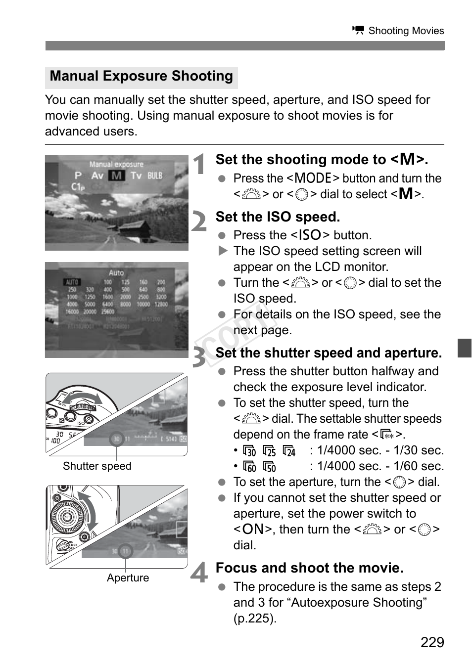 Manual exposure shooting, Cop y | Canon EOS-1D C User Manual | Page 229 / 420