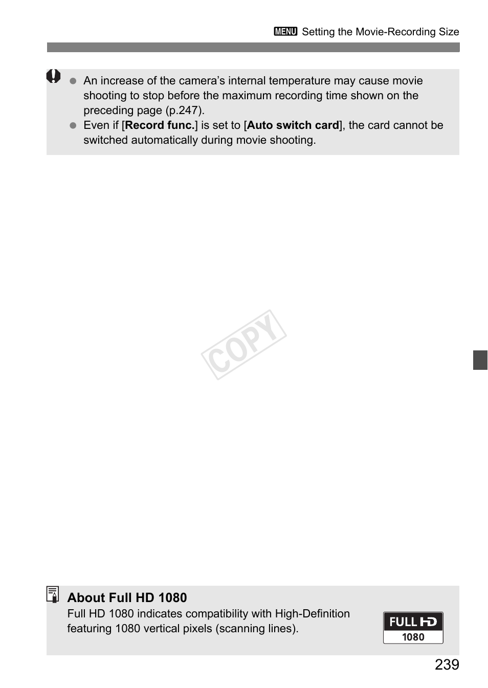 Cop y | Canon EOS-1D C User Manual | Page 239 / 420