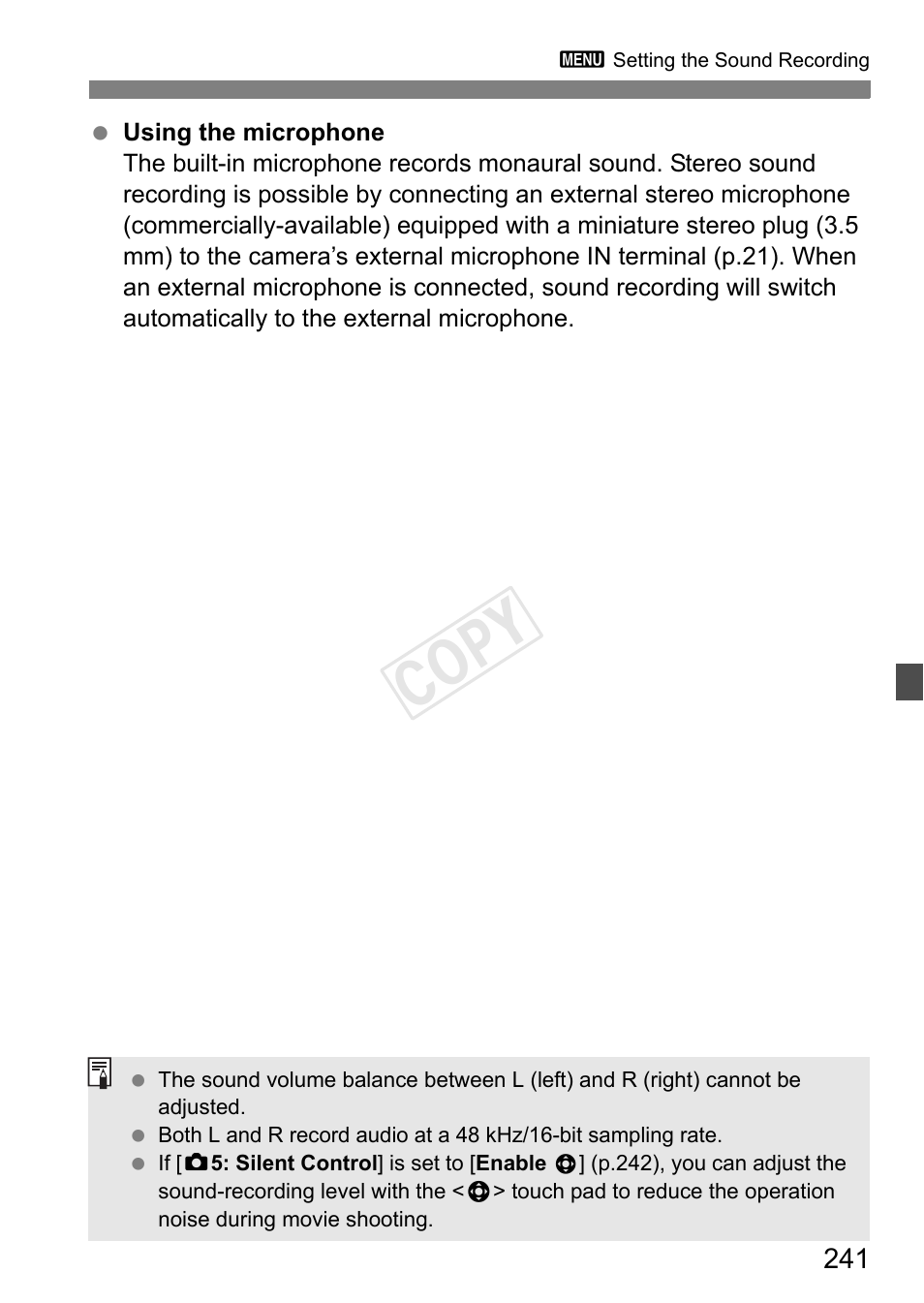 Cop y | Canon EOS-1D C User Manual | Page 241 / 420