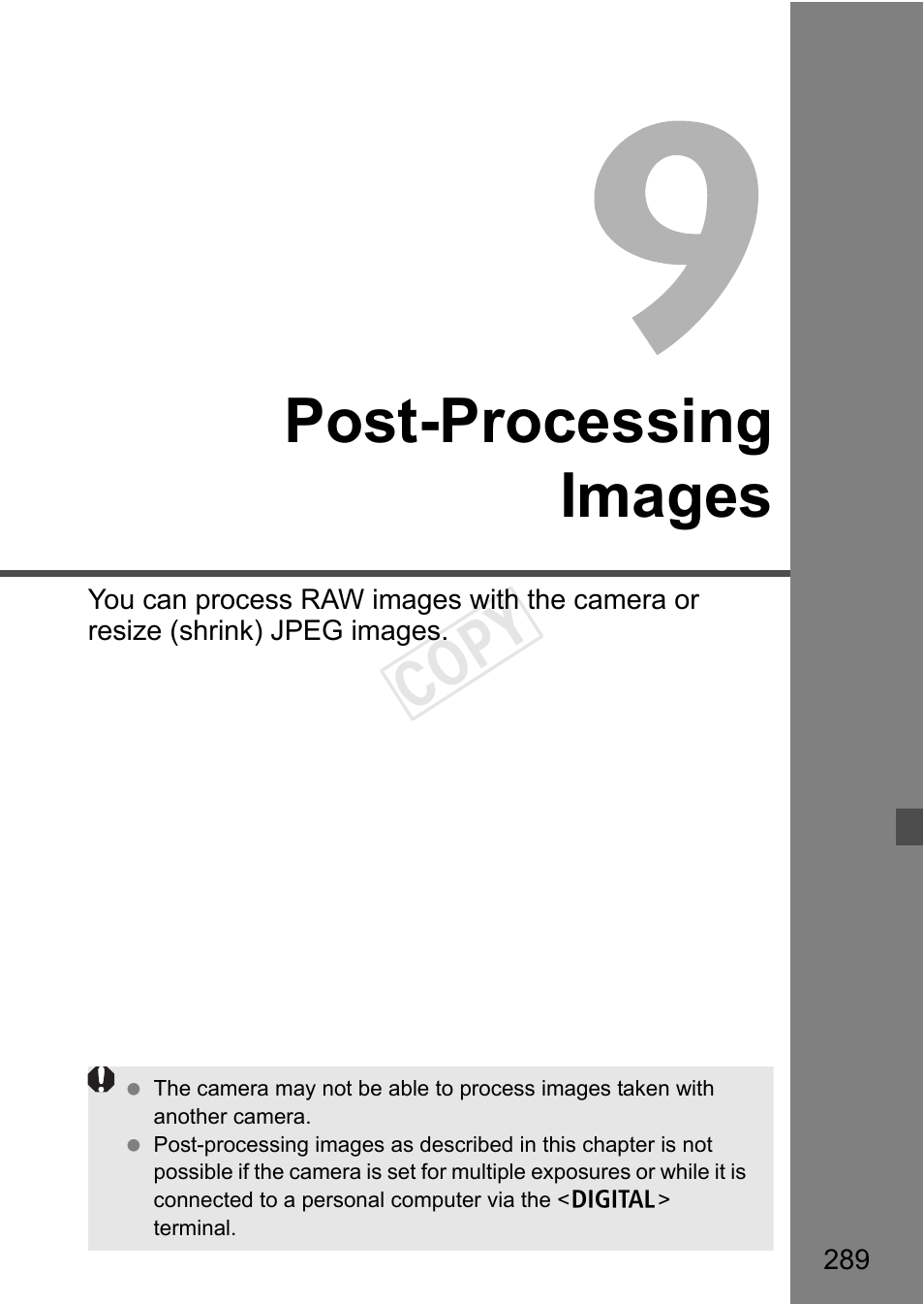 Post-processing images, Cop y | Canon EOS-1D C User Manual | Page 289 / 420