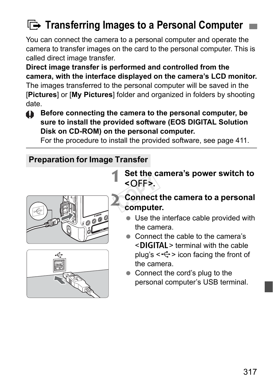 D transferring images to a personal computer, P.317, Cop y | Canon EOS-1D C User Manual | Page 317 / 420
