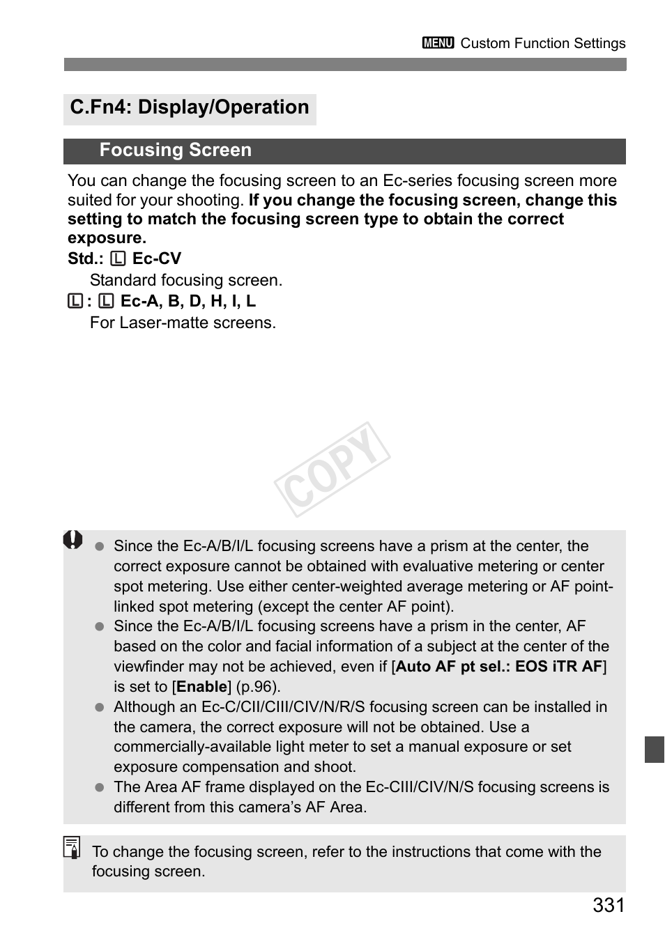 C.fn4: disp./operation, P.331, Cop y | Canon EOS-1D C User Manual | Page 331 / 420